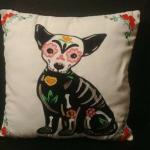 Dia de los Muertos Doggy Skeleton Decorative Pillow